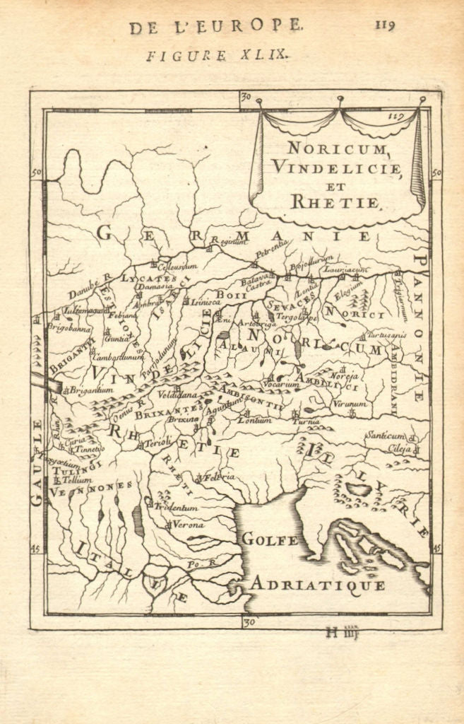 AUSTRIA BAYERN SLOVENIA. Roman Provinces Noricum Vindelicia Raetia 1683 map